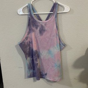 Tie dye cross back strap tank